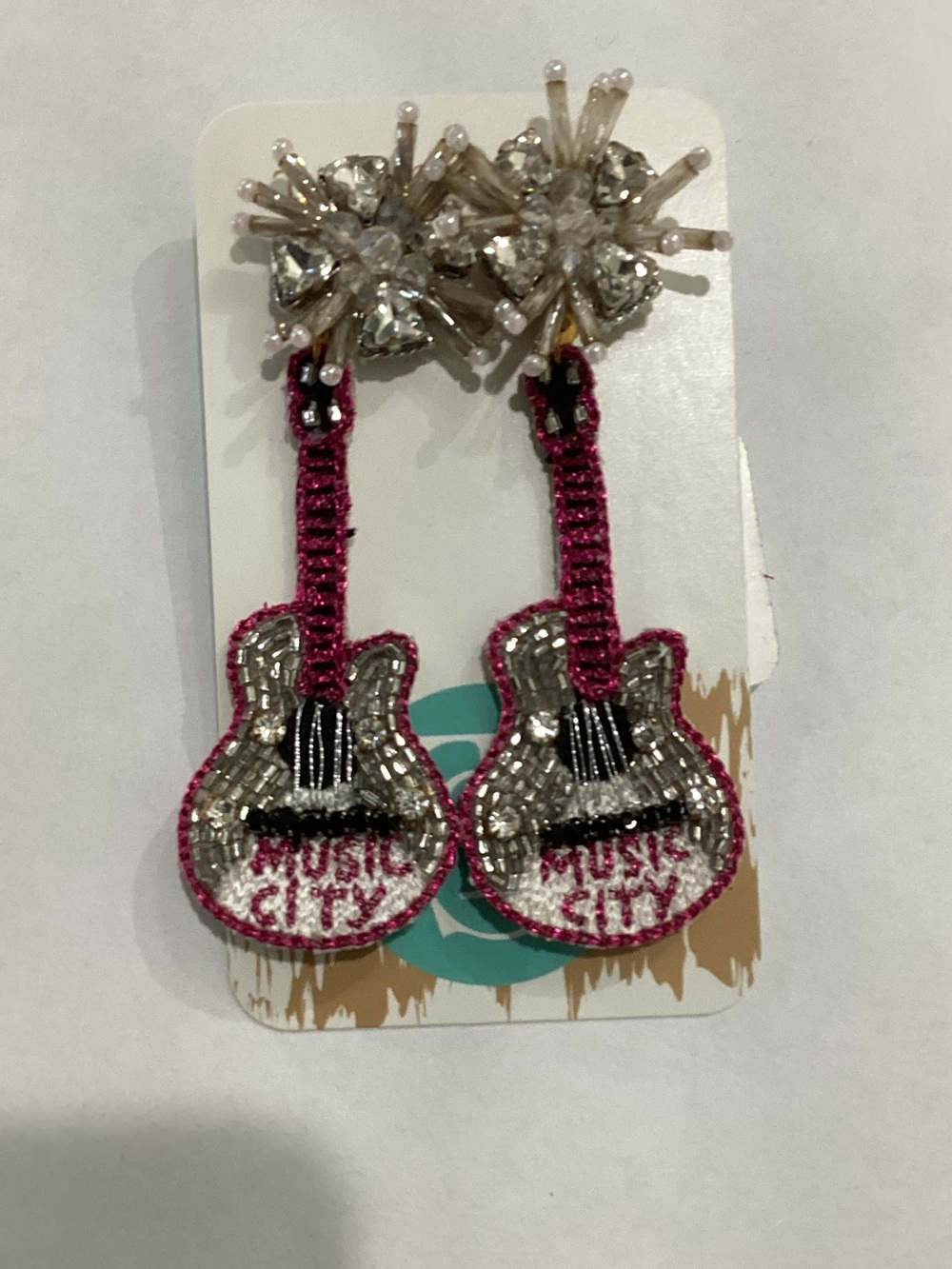 Music City Pink Guitar Drop Earrings
